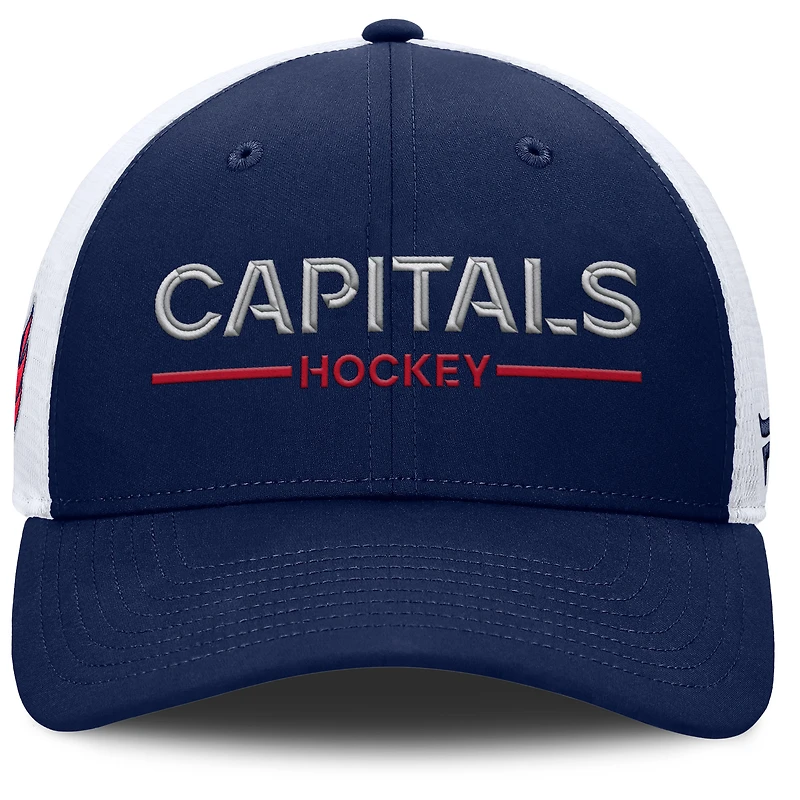 Casquette de camionneur ajustable Fanatics bleu marine/blanc pour homme des Capitals de Washington Authentic Pro Rink Lockup
