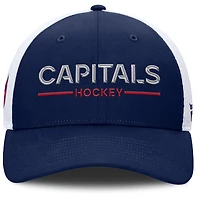 Casquette de camionneur ajustable Fanatics bleu marine/blanc pour homme des Capitals de Washington Authentic Pro Rink Lockup