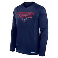 T-shirt à manches longues Fanatics Navy Authentic Pro Rink Tech pour homme des Washington Capitals