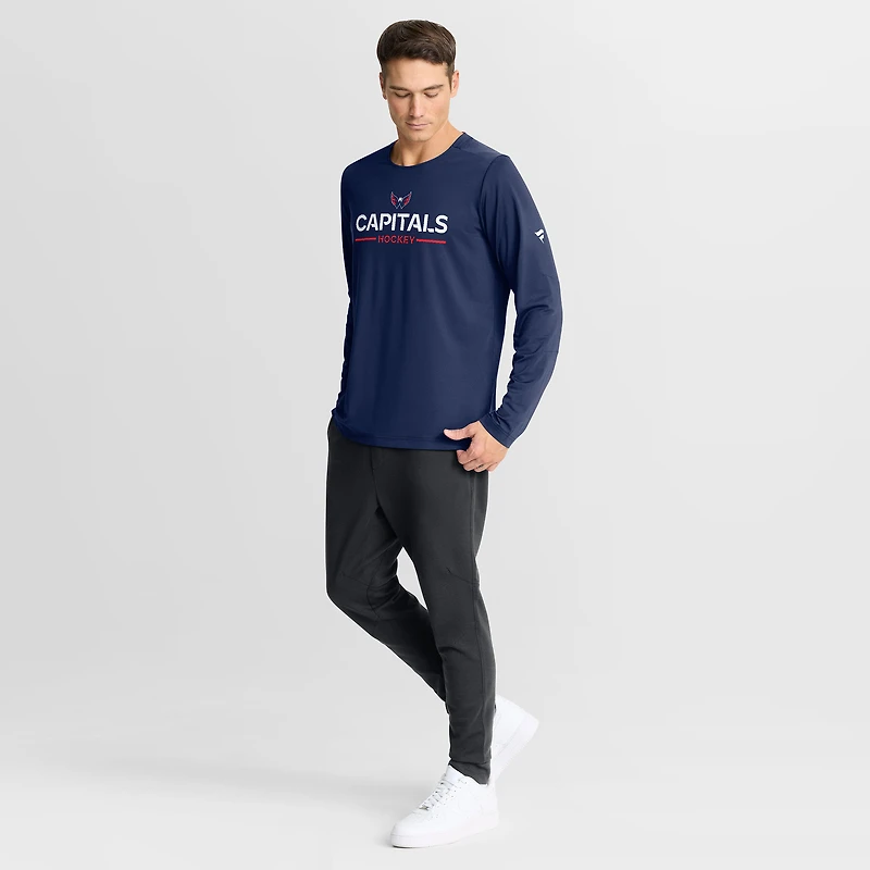 Men's Fanatics Navy Washington Capitals Authentic Pro Rink Tech Long Sleeve T-Shirt