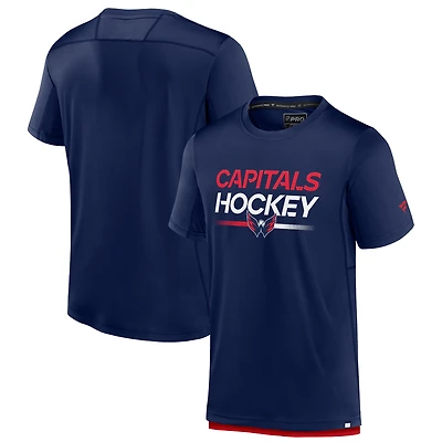 T-shirt authentique Pro Tech Fanatics pour hommes, bleu marine, Washington Capitals