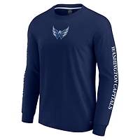 T-shirt à manches longues Fanatics pour homme, bleu marine, Washington Capitals Elements Strive