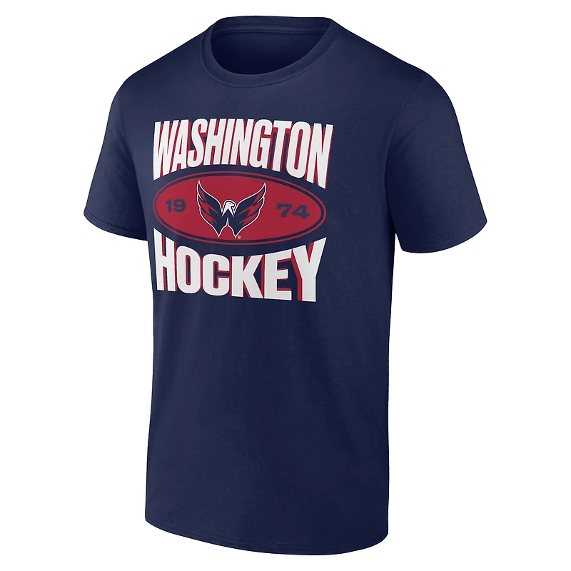 T-shirt Fanatics bleu marine pour homme avec l'équipe des Washington Capitals