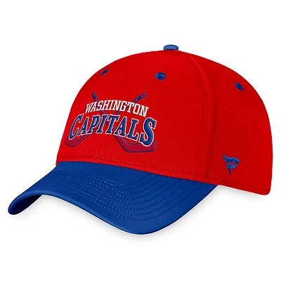 Casquette flexible vintage Washington Capitals Heritage Fanatics rouge/bleu pour hommes
