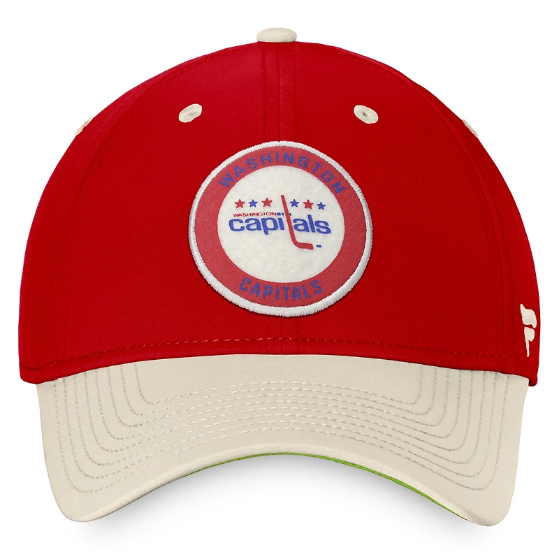 Casquette rétro True Classics Flex pour homme Fanatics rouge/kaki des Washington Capitals