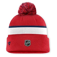 Bonnet en tricot à revers authentique Pro Rink des Capitals de Washington Fanatics pour homme avec pompon