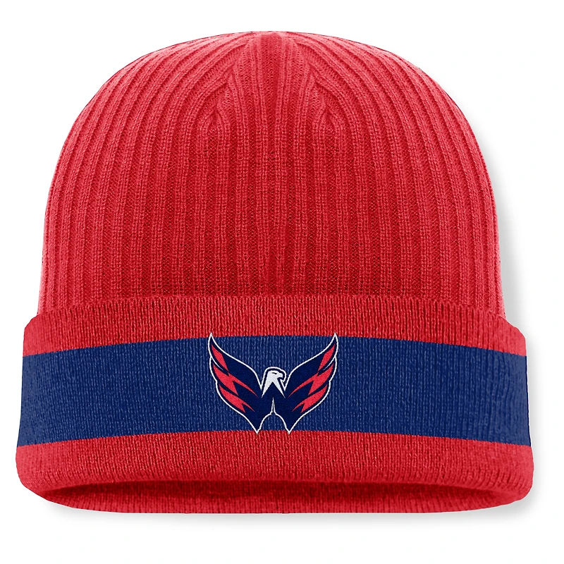 Bonnet en tricot à revers pour homme Fanatics Red Washington Capitals Blueliner
