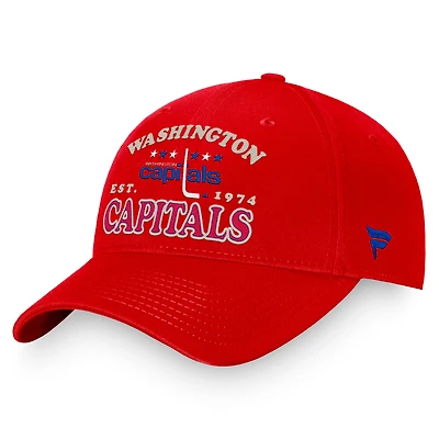 Casquette réglable vintage rouge Washington Capitals Heritage Fanatics pour hommes