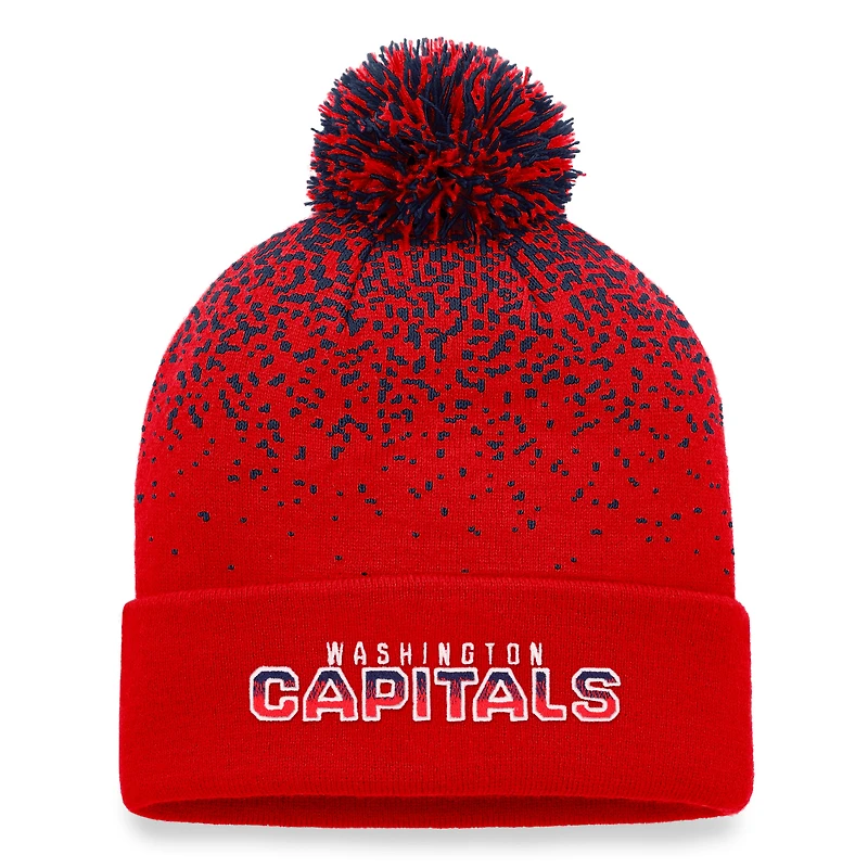 Bonnet en tricot à revers dégradé emblématique des Capitals de Washington Fanatics pour hommes rouges avec pompon