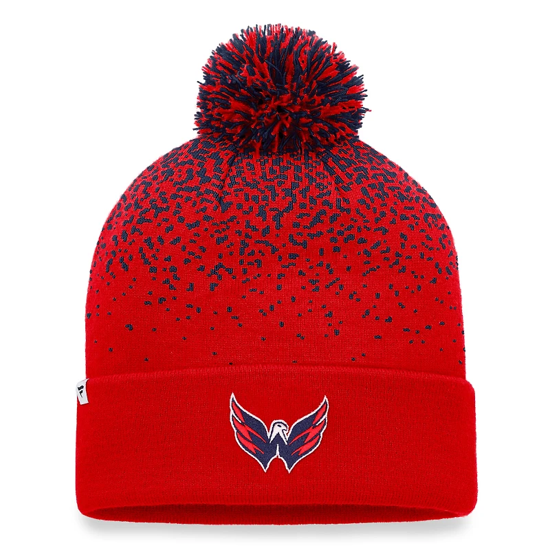 Bonnet en tricot à revers dégradé emblématique des Capitals de Washington Fanatics pour hommes rouges avec pompon