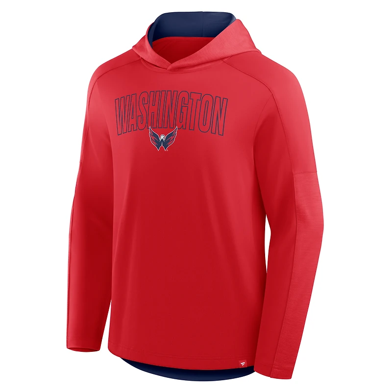 Men's Fanatics Red Washington Capitals Penalty Shot Long Sleeve Hooded T-Shirt