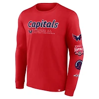 T-shirt rouge à manches longues Fanatics pour hommes des Capitals de Washington Strike the Goal