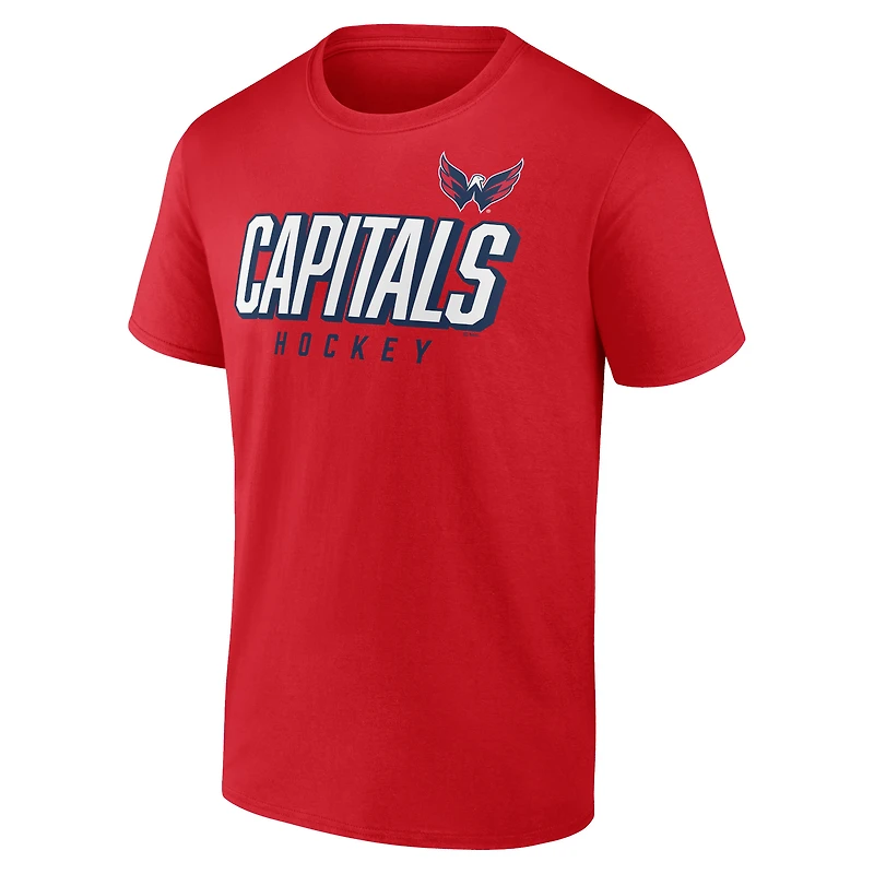 Ensemble de deux t-shirts rouges Fanatics pour hommes avec le mot-symbole des Washington Capitals