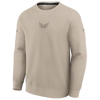 Men's Fanatics Tan Washington Capitals Authentic Pro Road Tri-Blend Sweatshirt