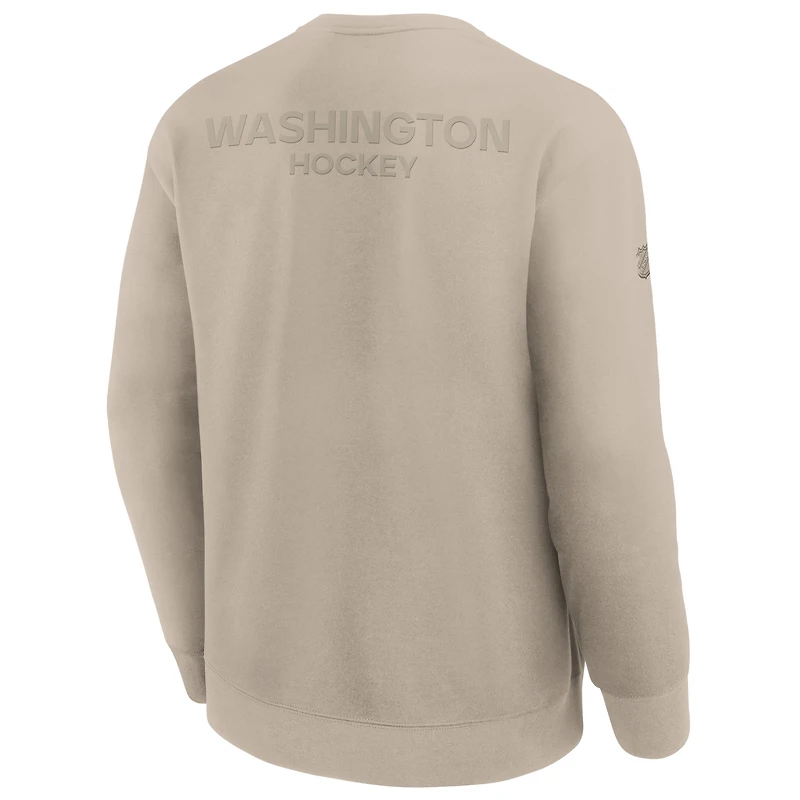 Men's Fanatics Tan Washington Capitals Authentic Pro Road Tri-Blend Sweatshirt