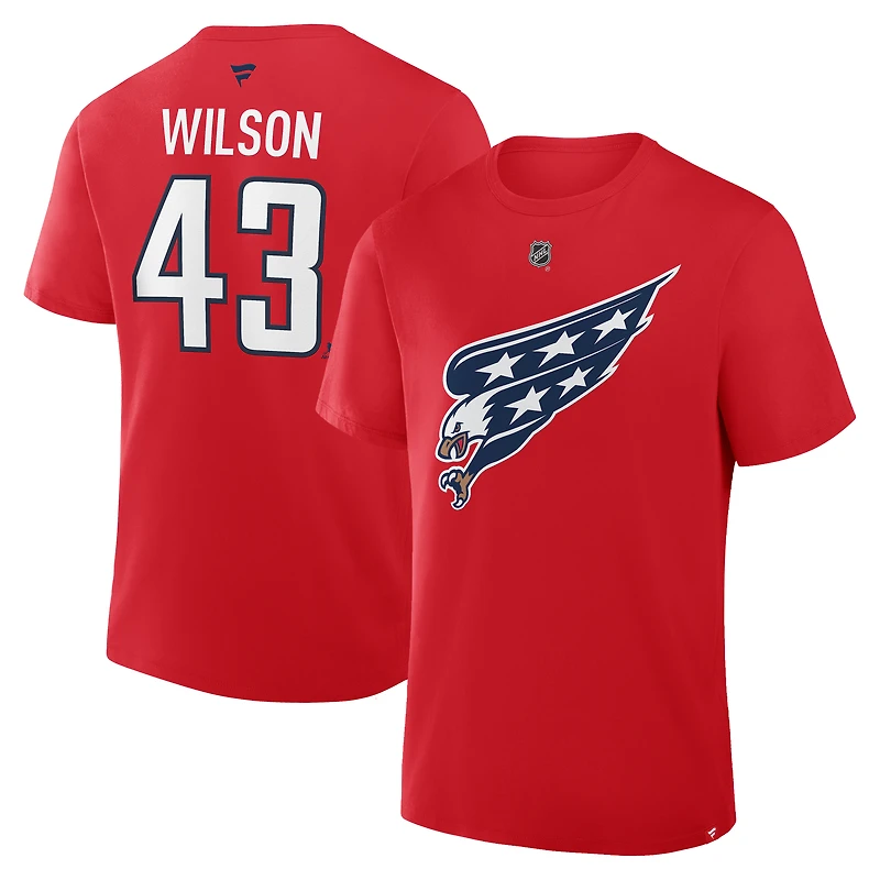 Men's Fanatics Tom Wilson Red Washington Capitals Authentic Stack Name & Number T-Shirt