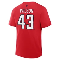 T-shirt rouge authentique avec nom et numéro Stack de Tom Wilson pour homme des Capitals Washington