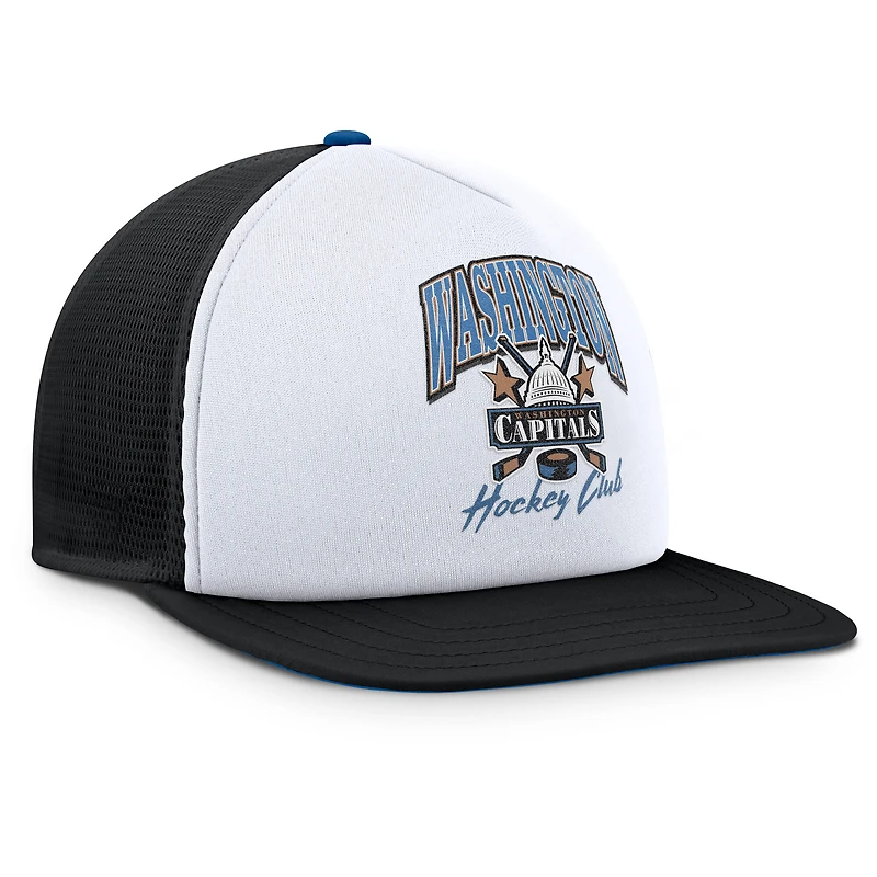 Casquette snapback en mousse blanche/noire pour homme de la collection Decades des Washington Capitals Fanatics