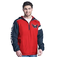 Veste à capuche demi-zip latéral G-III Sports by Carl Banks pour homme, rouge/bleu marine, Washington Capitals