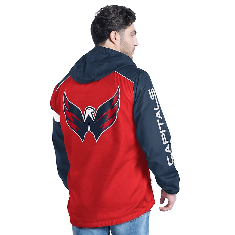Veste à capuche demi-zip latéral G-III Sports by Carl Banks pour homme, rouge/bleu marine, Washington Capitals
