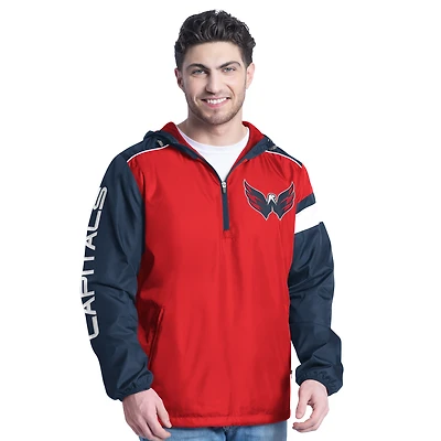 Veste à capuche demi-zip latéral G-III Sports by Carl Banks pour homme, rouge/bleu marine, Washington Capitals