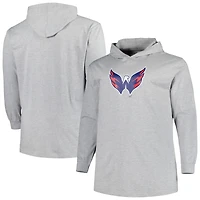 Sweat à capuche pour homme Washington Capitals gris chiné grandes tailles