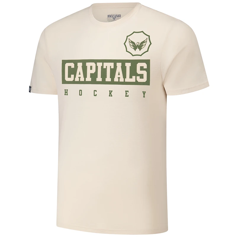 T-shirt pour homme Levelwear TJ Oshie Khaki Washington Capitals 2024 NHL Military Appreciation Richmond Delta Player Name & Number