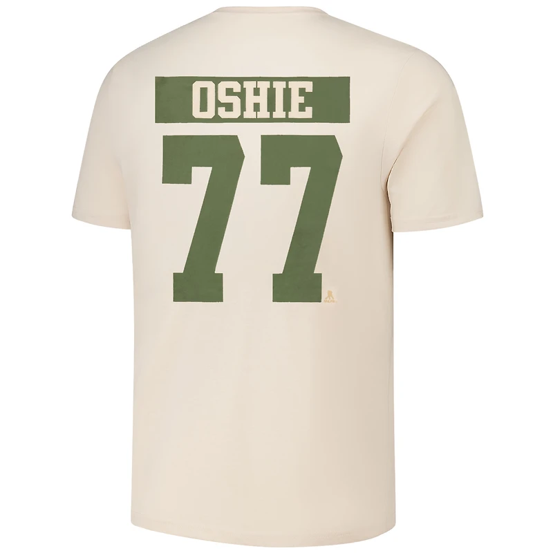 T-shirt pour homme Levelwear TJ Oshie Khaki Washington Capitals 2024 NHL Military Appreciation Richmond Delta Player Name & Number
