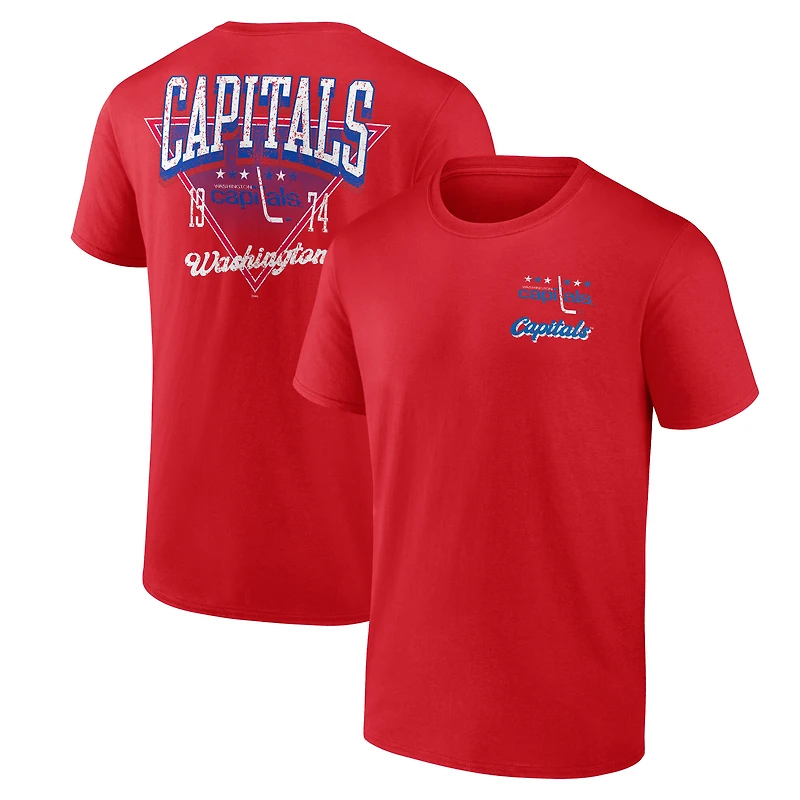 T-shirt rouge athlétique avec logo des Capitals de Washington « Jamais fini » pour homme