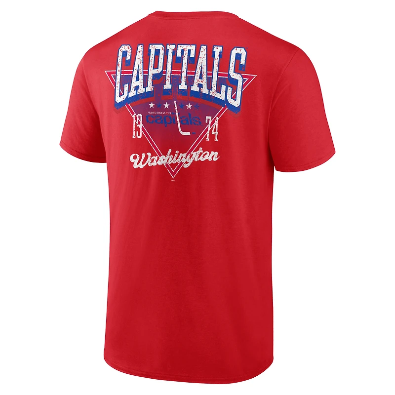 T-shirt rouge athlétique avec logo des Capitals de Washington « Jamais fini » pour homme