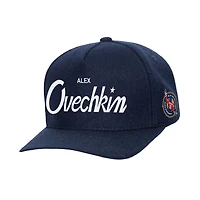 Casquette ajustable Mitchell & Ness Alexander Ovechkin bleu marine pour homme, Washington Capitals, All Time Goals Pro Crown