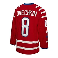 Maillot Homme Mitchell & Ness Alexander Ovechkin Red Washington Capitals 2015 Captain Patch Blue Line Player