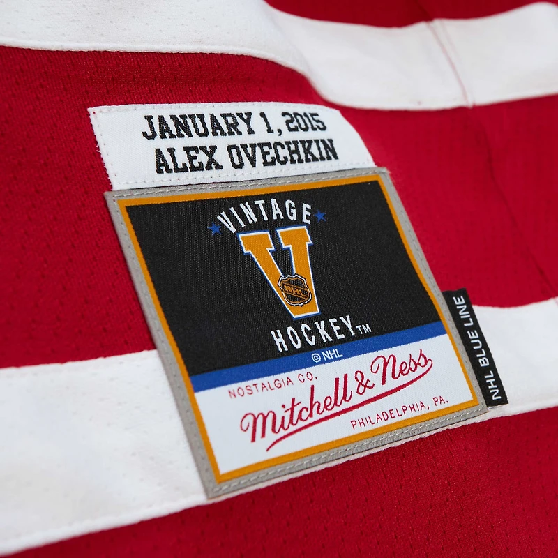 Maillot Homme Mitchell & Ness Alexander Ovechkin Red Washington Capitals 2015 Captain Patch Blue Line Player