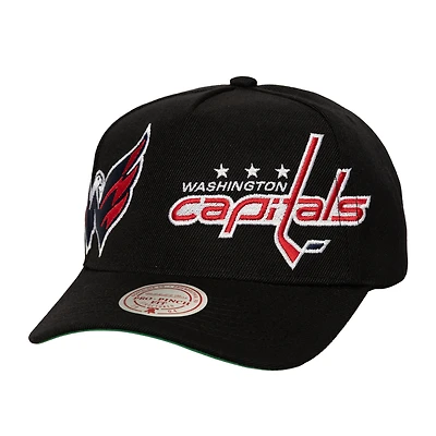 Casquette ajustable Mitchell & Ness noire Washington Capitals avec logo Busted pour homme