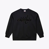 Men's Mitchell & Ness Black Washington Capitals Phantom Fleece Crew Neck Sweatshirt