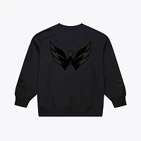 Men's Mitchell & Ness Black Washington Capitals Phantom Fleece Crew Neck Sweatshirt