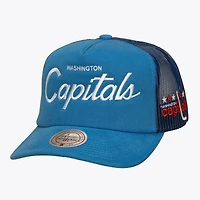 Men's Mitchell & Ness Blue Washington Capitals Head Coach Trucker Adjustable Hat