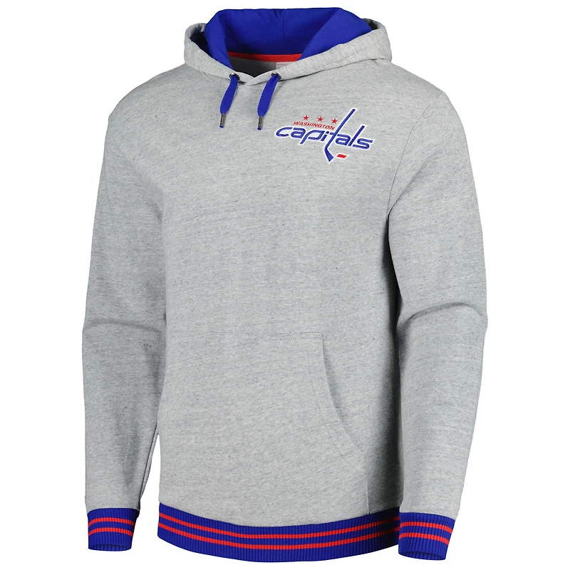 Men's Mitchell & Ness  Heather Gray Washington Capitals Classic French Terry Pullover Hoodie