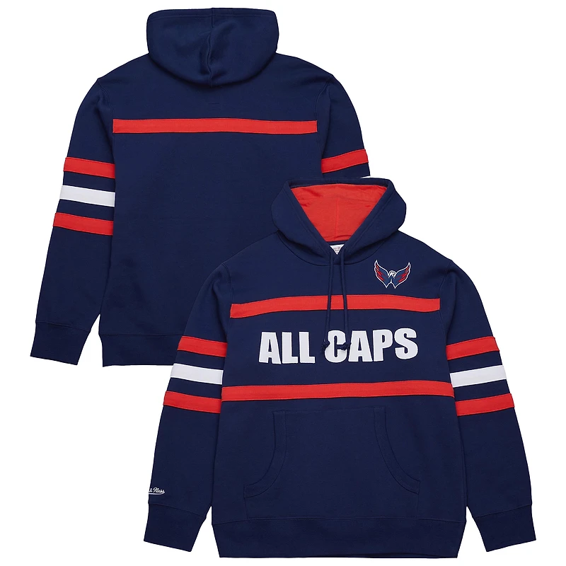 Sweat à capuche bleu marine avec slogan de l'entraîneur-chef des Washington Capitals pour homme Mitchell & Ness