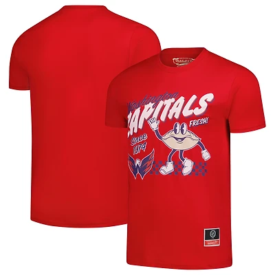 T-shirt rouge pour homme Mitchell & Ness avec motif de nourriture locale des Washington Capitals