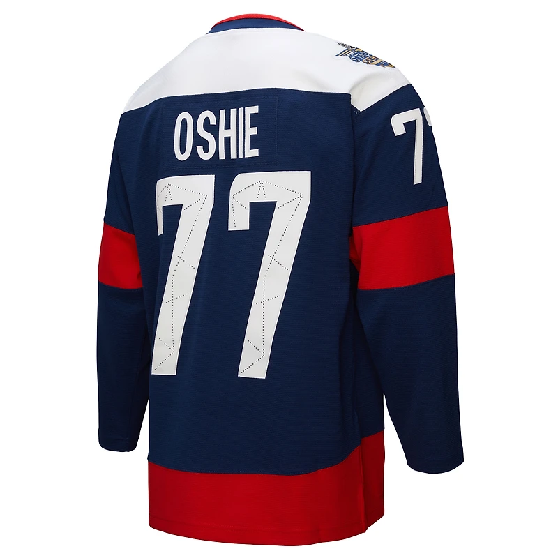Maillot Power Play bleu marine pour homme Mitchell & Ness TJ Oshie des Washington Capitals
