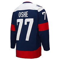 Maillot Power Play bleu marine pour homme Mitchell & Ness TJ Oshie des Washington Capitals