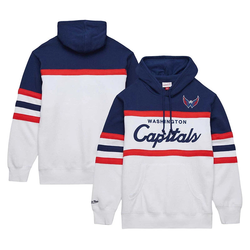 Men's Mitchell & Ness White/Navy Washington Capitals Head Coach Pullover Hoodie