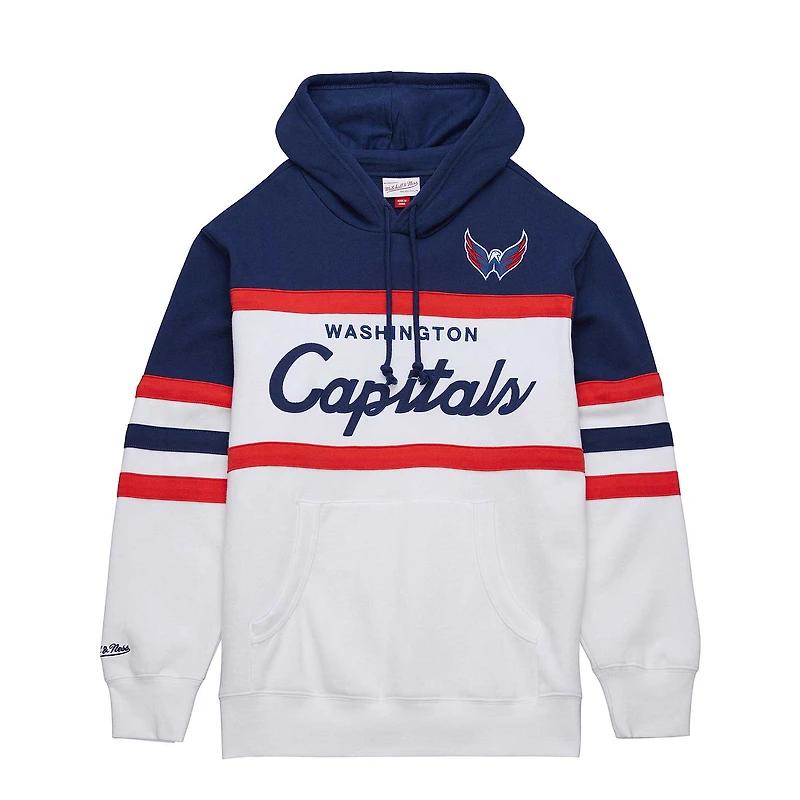 Men's Mitchell & Ness White/Navy Washington Capitals Head Coach Pullover Hoodie