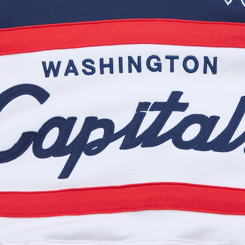 Men's Mitchell & Ness White/Navy Washington Capitals Head Coach Pullover Hoodie