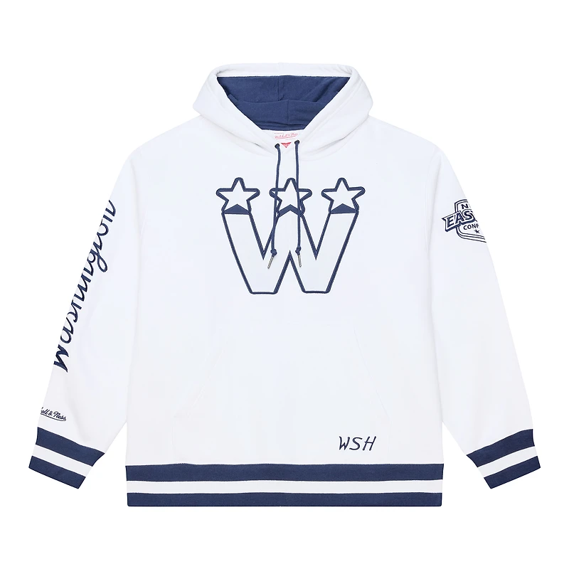 Sweat à capuche en polaire arctique Mitchell & Ness blanc Washington Capitals pour homme