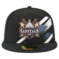 Men's New Era Black Washington Capitals Faded Lines 59FIFTY Fitted Hat