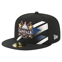 Men's New Era Black Washington Capitals Faded Lines 59FIFTY Fitted Hat