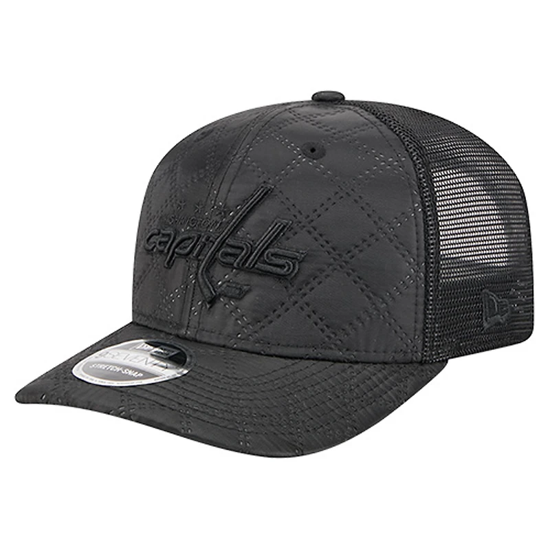 Casquette de camionneur ajustable en nylon matelassé New Era 9SEVENTY noire des Capitals de Washington pour homme
