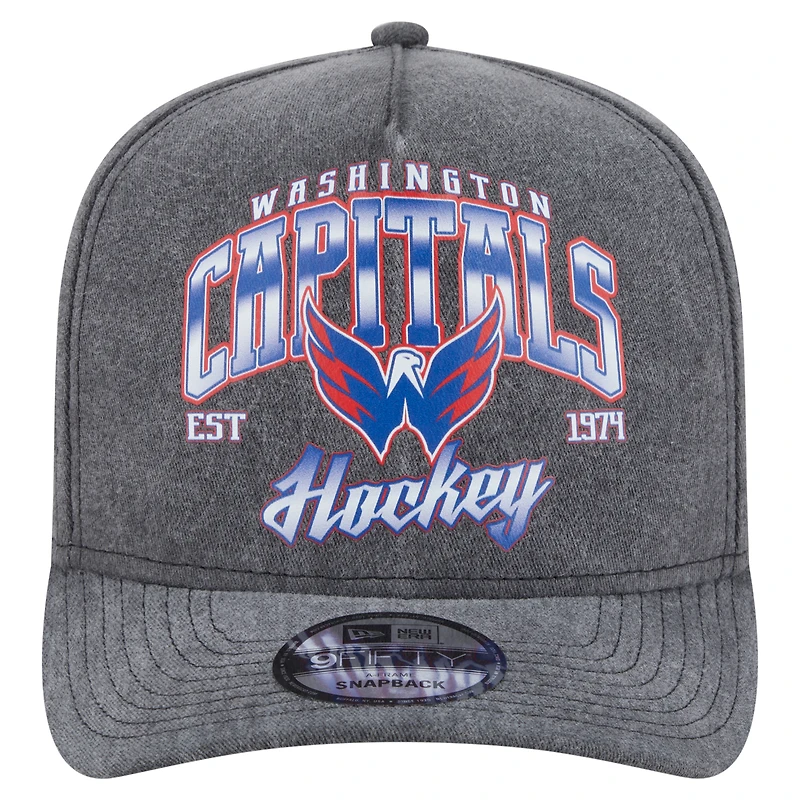 Casquette pré-courbée 9FIFTY à visière snapback Washington Capitals New Era pour homme, couleur anthracite